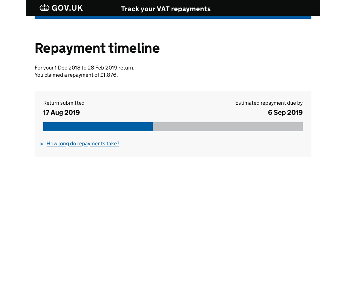 A screenshot showing the repayment timeline using the progress bar component