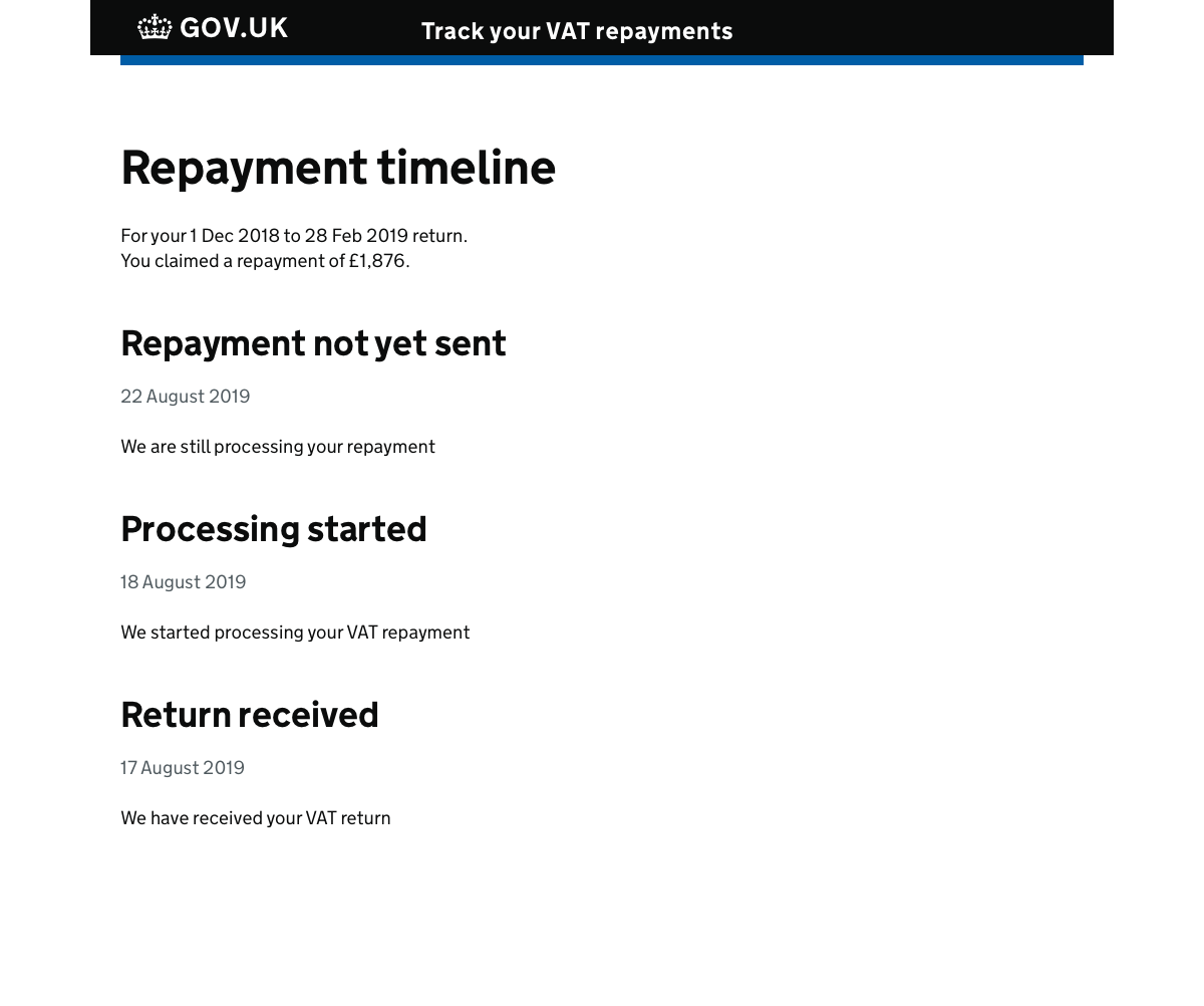 A screenshot showing the repayment timeline using text only.